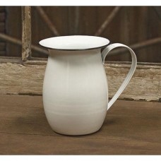 New Country Shabby White Enamel Vintage Style Pitcher Garden Vase Farmhouse   283070387137